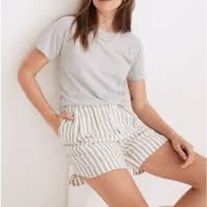 Madewell Gray Striped Linen Shorts Set